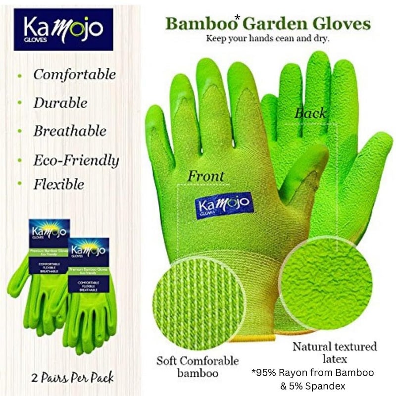 Kamojo Bamboo Gardening Gloves Women Men - Puncture Resistant Gloves 95% Rayon Derived from Bamboo & 5% Spandex - (2-Pairs, Medium) - Image 5